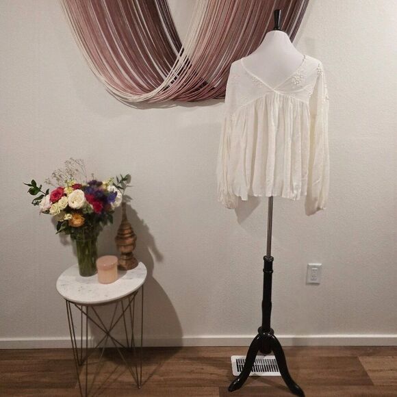 Ces Femme Babydoll Keyhole Tunic Top Sz L - Picture 3 of 7